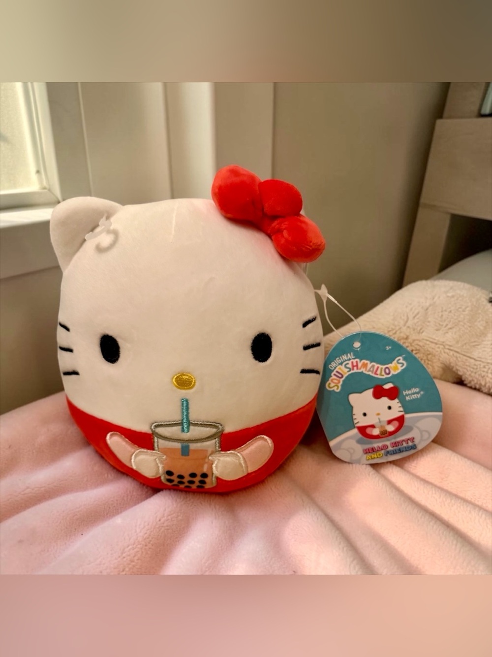 Hello Kitty Squishmallow Plush with Boba Drink NWT